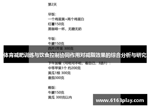 体育减肥训练与饮食控制协同作用对减脂效果的综合分析与研究